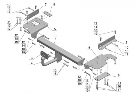 Фаркоп KI 16 для HYUNDAI Tucson 2004-07.2010 / KIA Sportage II Автос, нагрузка 2000/100 кг. С подрезкой бампера от магазина ФаркопРос